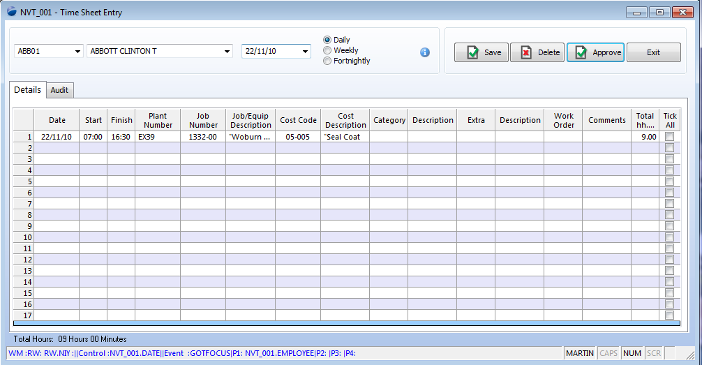 time sheet