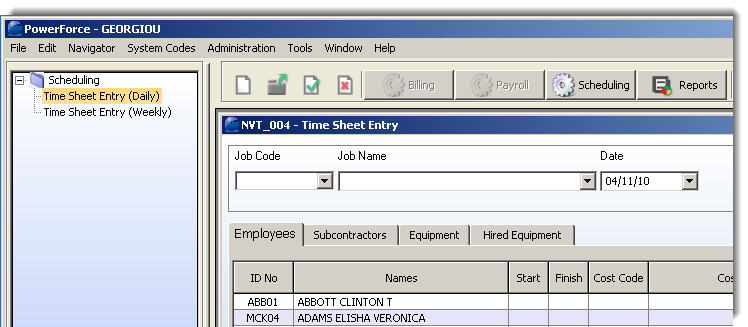 timesheet navigator