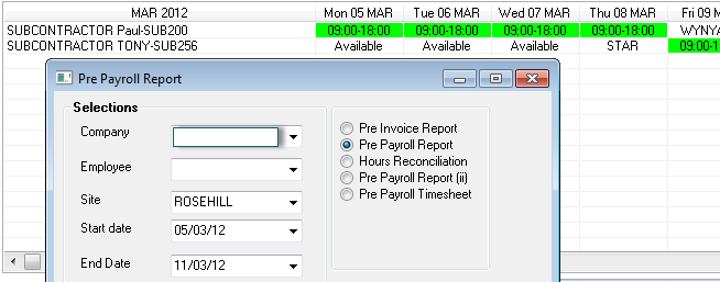 pre-payroll report