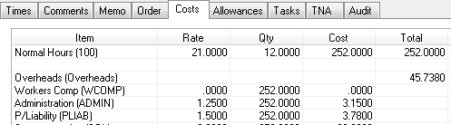 edit shift cost