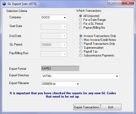 GL export