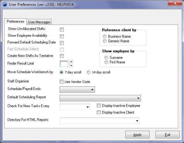user preferences